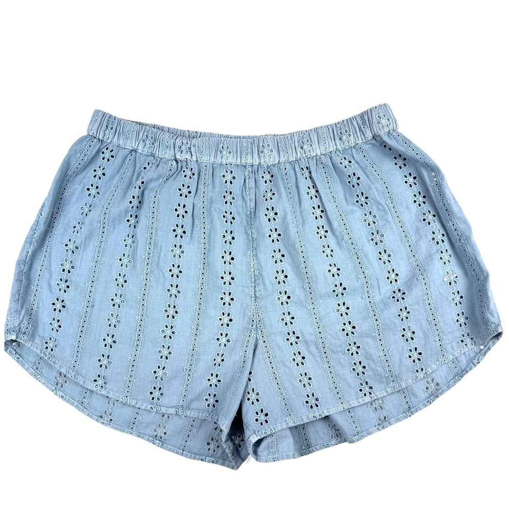 O'NEILL Womens Pam Eyelet Beach Cover-up Shorts Women M Blue Boho Casual Summer - Picture 4 of 11